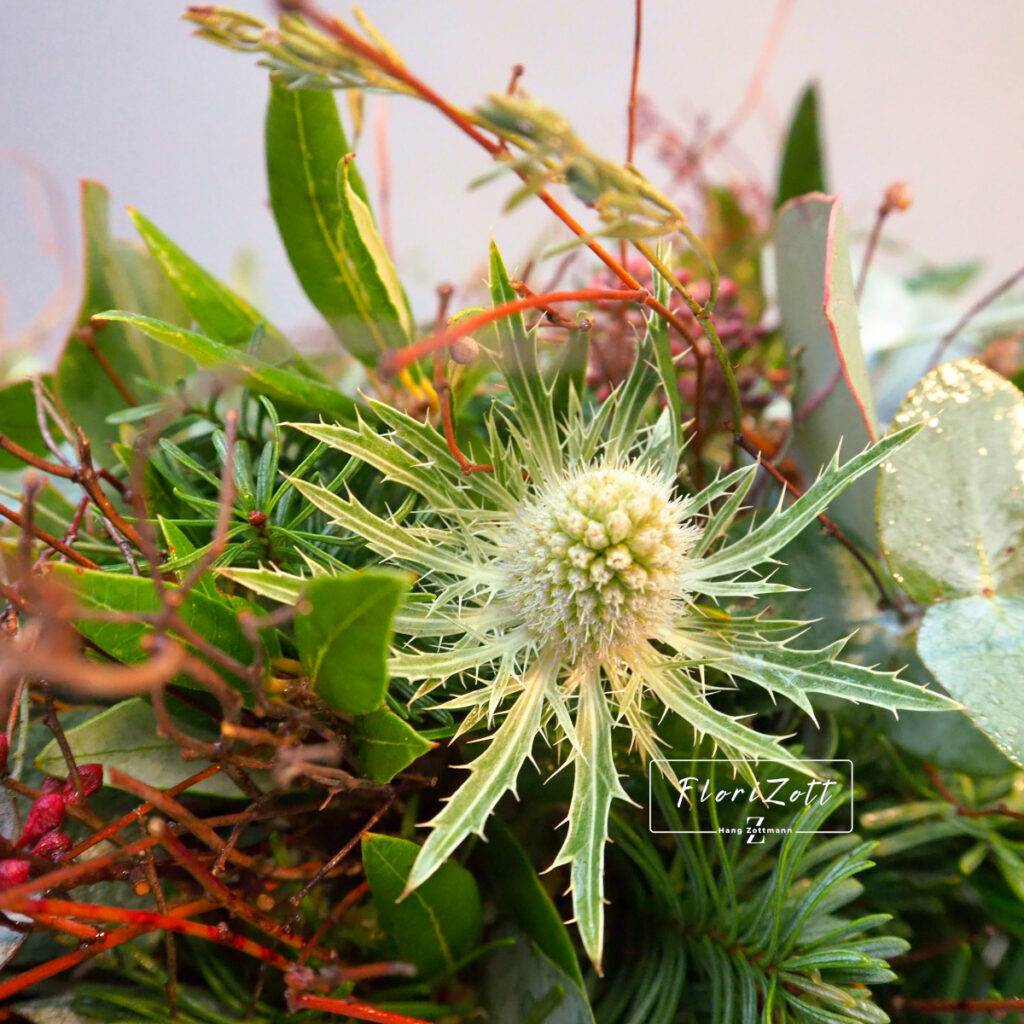 Winterkranz „Eichennebel“ – Handgebundener Türkranz