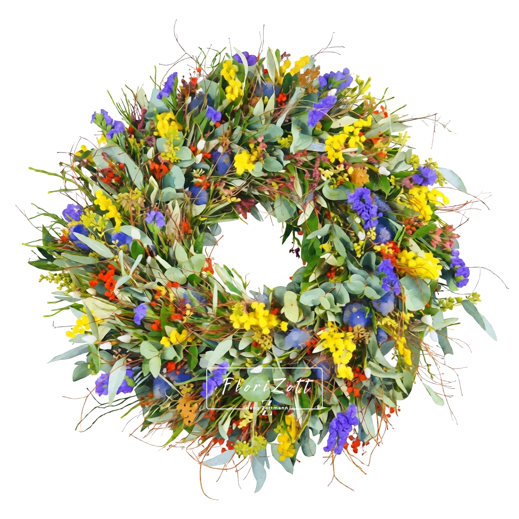Frühlingskranz Heidesta FZ - Watercolor Frühlingskranz „Heidesta“ – Handgebundener Türkranz